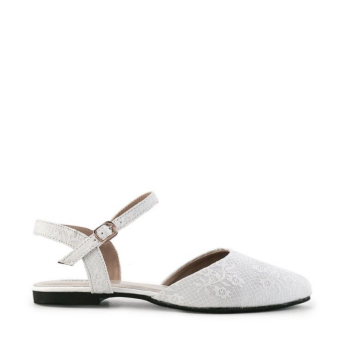 Marelli Sandal Flat Tali White Brokat Wanita - Iq 002