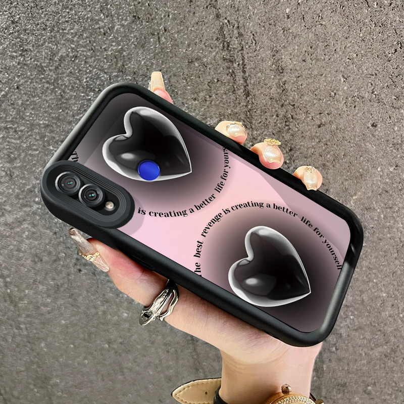 Casing Hp Xiaomi Redmi Note 7 Redmi Note 7s Redmi Note 7 Pro Case lucu pola Hati hitam yang bagus Ca