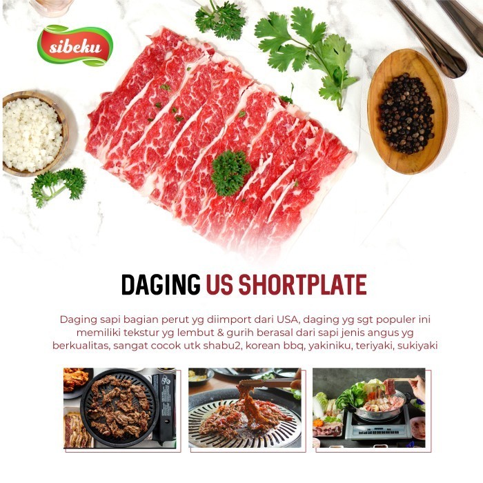 

Uinn - Daging Sapi Beef Slice Shortplate Halal 500Gram Frozen Food Us- Sibeku