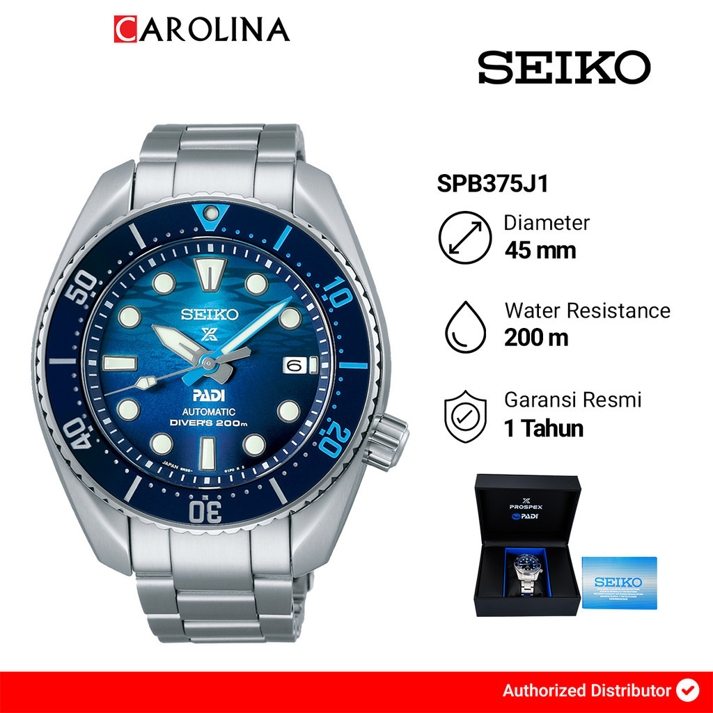 Jam Tangan Pria SEIKO SPB375J1 King Sumo Automatic Divers 200M Blue Dial Stainless Steel Strap