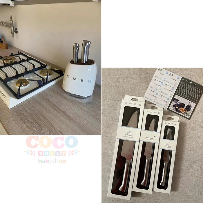 STOK TERBATAS SMEG Knife Set Seven-piece Stainless Steel Celebrity Style