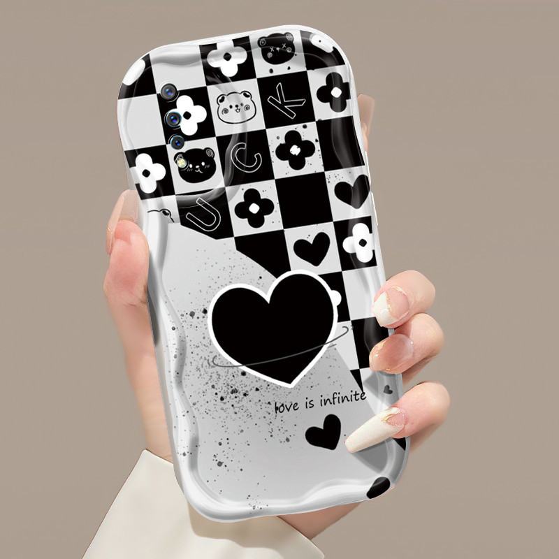 Casing Hp VIVO S1 VIVO S1 Pro Case sarung HP transparan pola Fashion bunga dan hati Casing silikon b