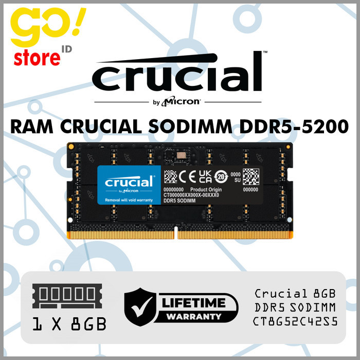 Ready Stock Ram Crucial Sodimm Ddr5 8Gb/16Gb/32Gb 5200Mhz Cl42 Ram Laptop