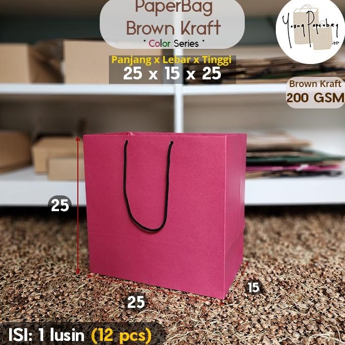 

Borong Hemat" Paper Bag/Tas Kertas Paperbag Color Warna Series Kraft 25 x 15 x 25 (1 lusin) ||