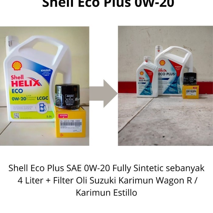 PAKET OLI SHELL HELIX ECO 0W-20 + FILTER OLI SUZUKI KARIMUN WAGON R