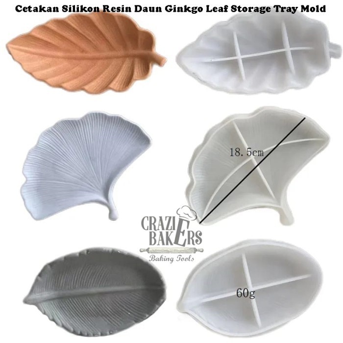 CETAKAN SILIKON RESIN DAUN GINKGO LEAF STORAGE TRAY MOLD