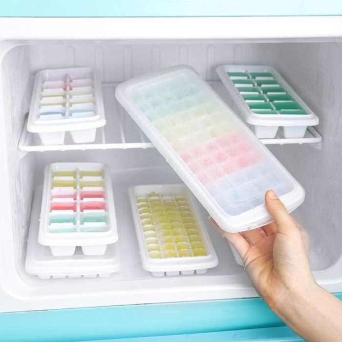 CETAKAN ES BATU + TUTUP 48 SEKAT TEMPAT BATU ES KULKAS FREEZER ICE