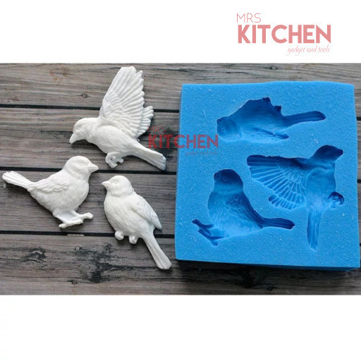 CETAKAN SILIKON BURUNG BIRD BIRDS ISI 3 SMALL SILICONE MOLD