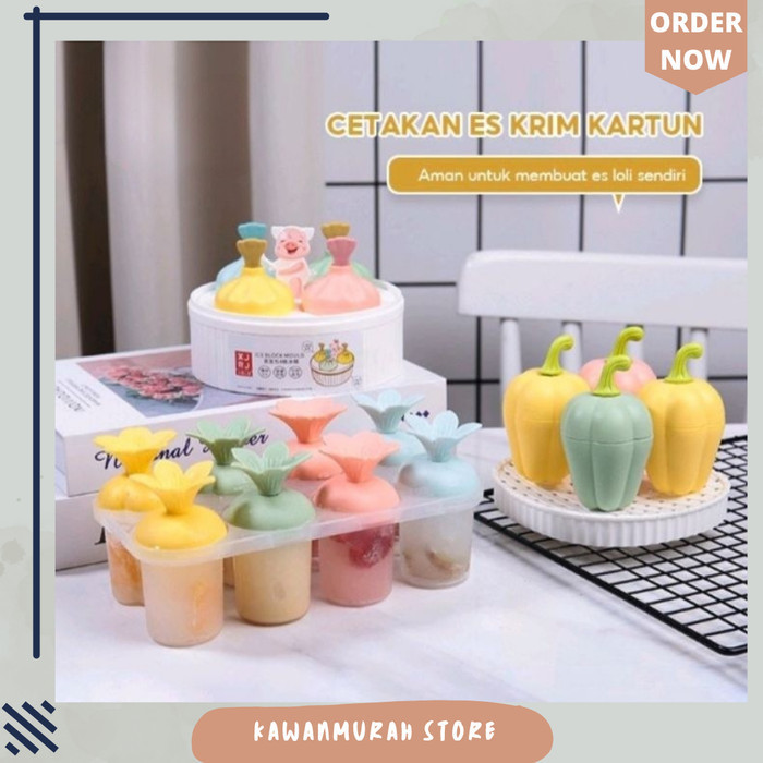 CETAKAN ES KRIM PUDING COKLAT MOTIF BUAH UNIK / CETAKAN ES LOLY
