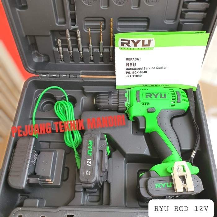 MESIN BOR TANGAN CORDLESS DRILL RYU RCD 12V / BOR BATERAI RYU RCD12V