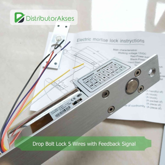 DROPBOLT 5 KABEL ELECTRIC LOCK DROP BOLT DEAD BOLT 5 WIRES KABEL