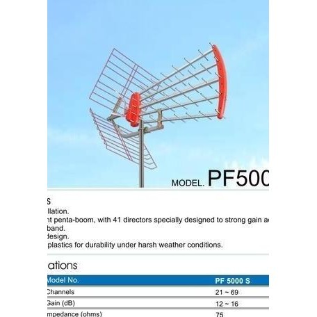 Berkualitas| Antena Luar UHF VHF PF 5000 GOCENG Mandra + Kabel Antena 18 Meter