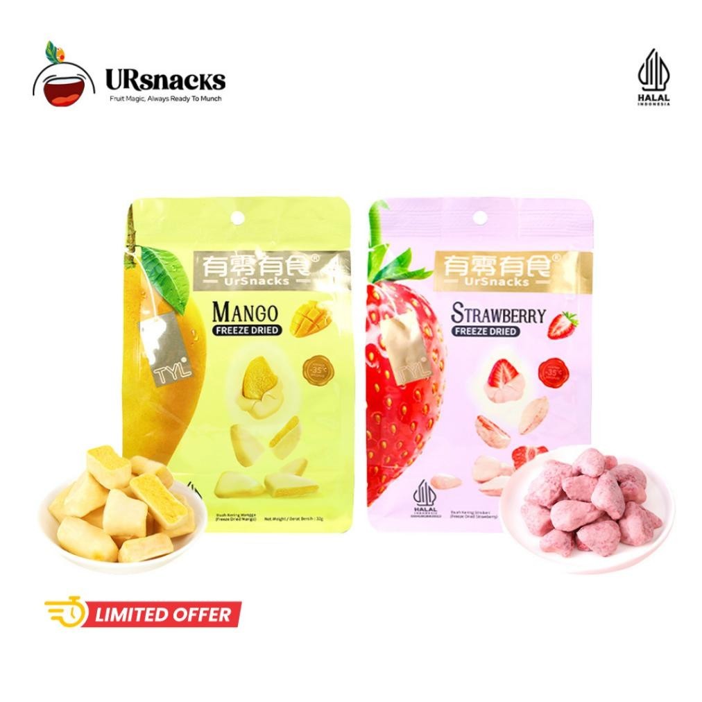 

POI URSNACKS Bundle Of 2 - Freeze Dried Keripik Sehat Strawberry + Mangga TERLARIS