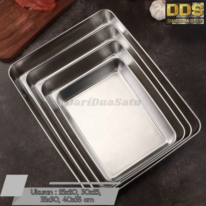 NAMPAN STAINLESS TEBAL LOYANG PERSEGI BAKING TRAY TINGGI 6 CM