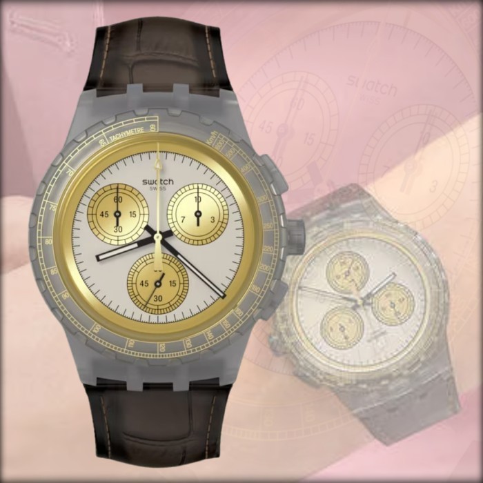 SWATCH Chronograph GOLDEN RADIANCE Jam Tangan Pria Original Swiss Made