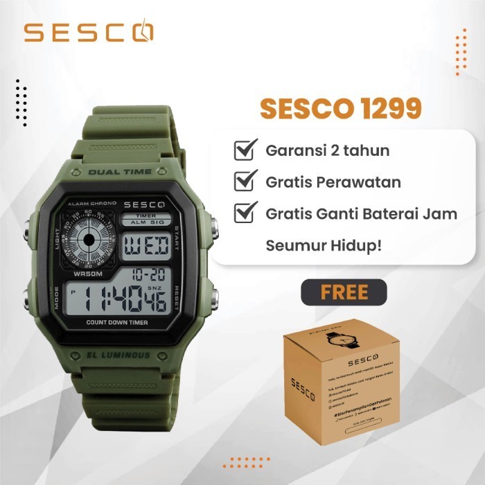 JAM TANGAN PRIA SESCO 1299BK ANTI AIR 50M