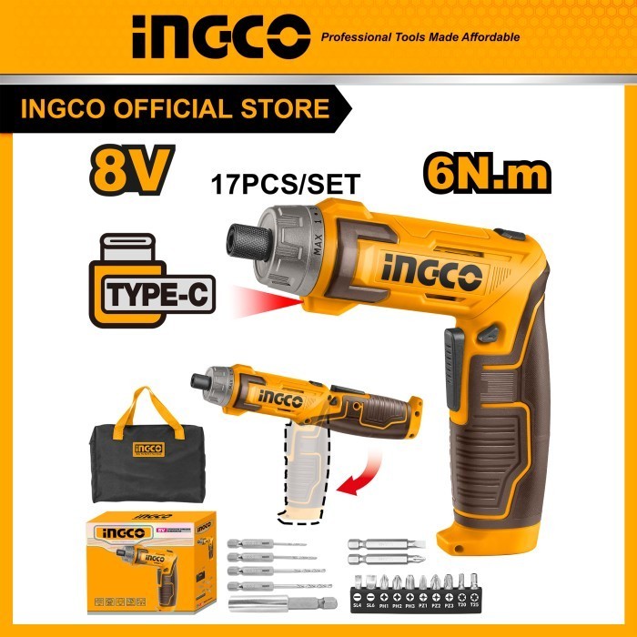 Obeng Bor Charger Cordless Screwdriver 2 E 8V Ingco Csdli0802