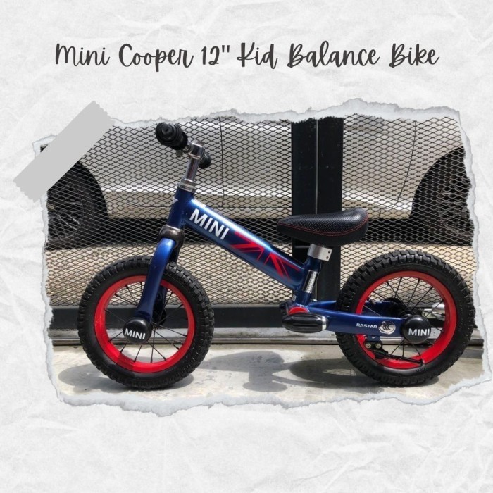 Mini Cooper 12" Kid Balance Bike -Rastar- Blue - Sepeda Anak