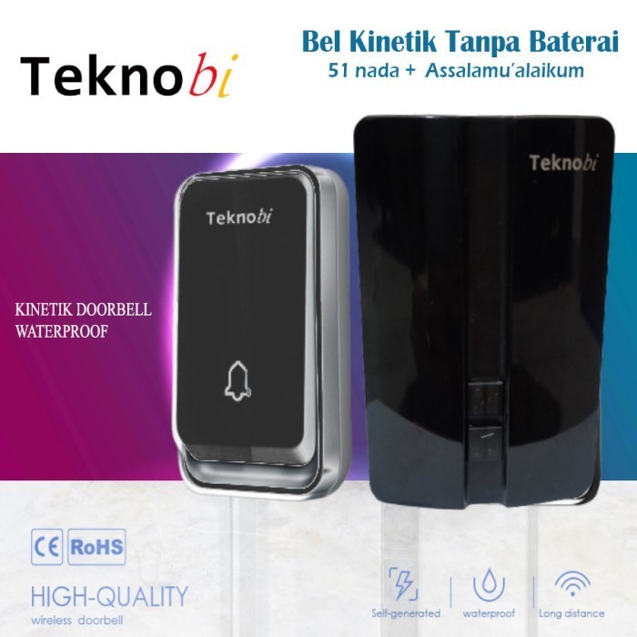 Bel Rumah Wireless Waterproof Teknobi Kinetik Tanpa Baterai