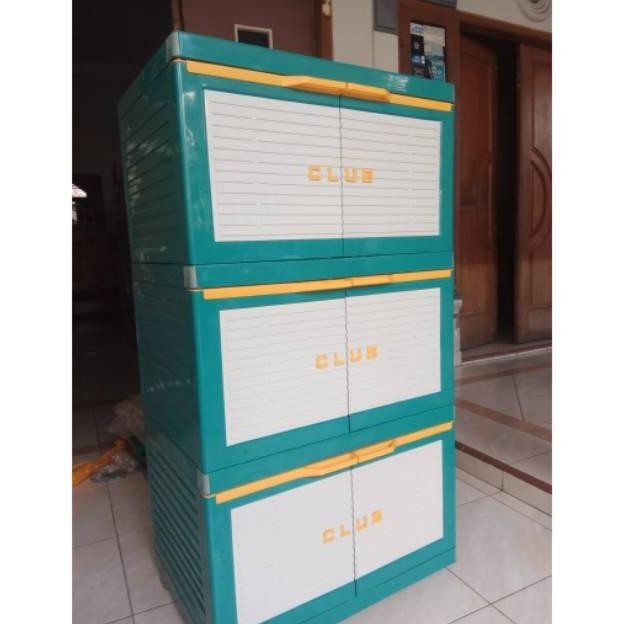 CWSP 3 Lemari pakaian baju plastik club JUMBO BESAR 3 susun 6 pintu rak