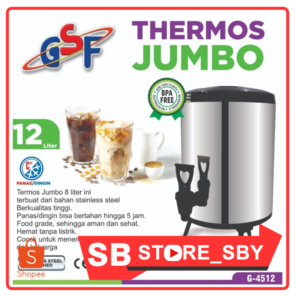 Thermos JUMBO GSF Water Jug Dispenser 12 Liter Stainless Steel