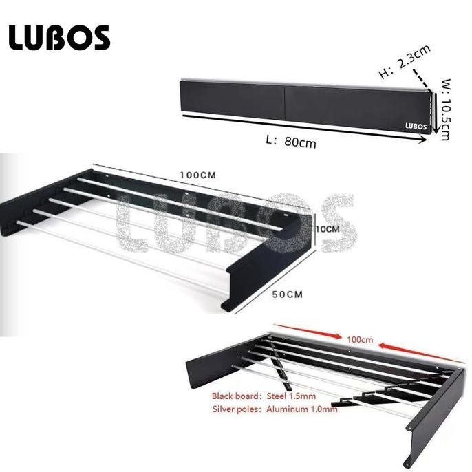 LUBOS Jemuran Baju Invisible Dinding Lipat Apartemen Minimalis MRS3