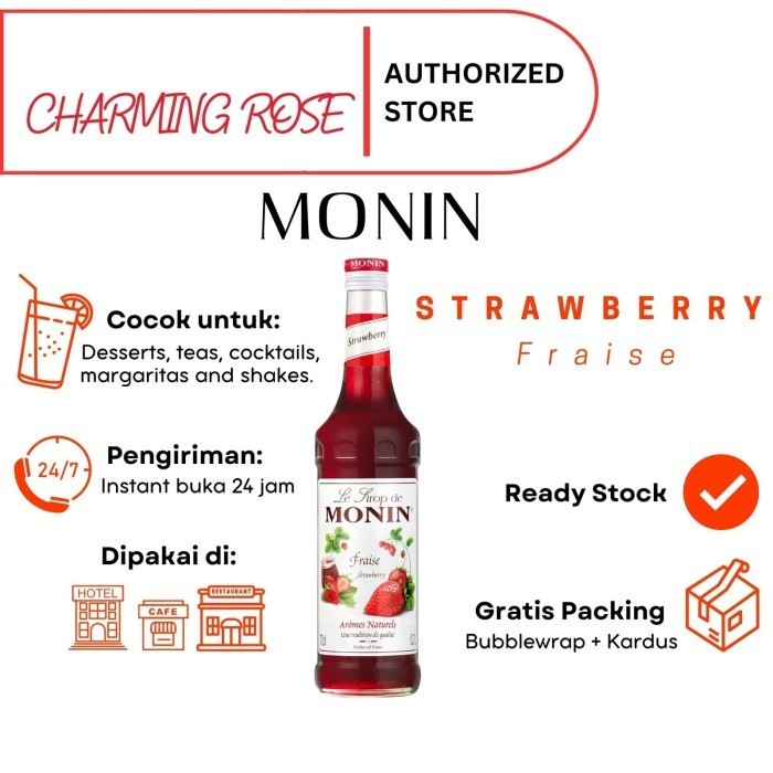 

Monin Strawberry Syrup 700ml Sirup Stroberi Minuman