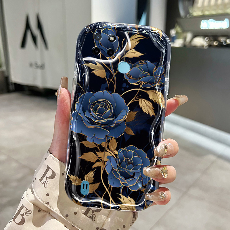 Casing Hp Realme C21Y Realme C25Y Case Bunga Bunga mawar peony pola silikon baru Casing HP ganda pel