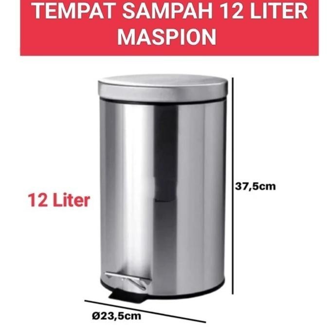 Tempat Sampah Injak Stainless 12 Liter  Maspion/Tong Sampah Injak  Jaylinschooll
