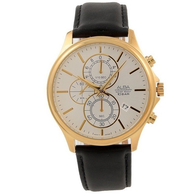 Jam Tangan Alba Pria AM3416 Hitam Gold Original Garansi Resmi