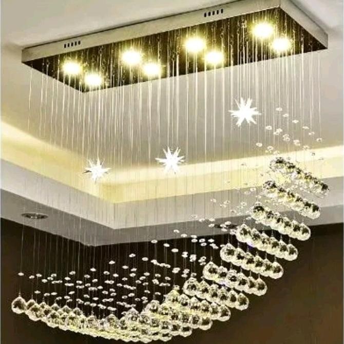 Lampu Gantung Hias Kristal Chandelier Mewah Hias Ruang Tamu Besar Botanimiska