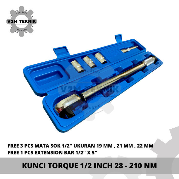 LIPPRO Kunci Torsi Torque 1/2" 28 - 210 NM / Kunci Rachet Torsi + Mata