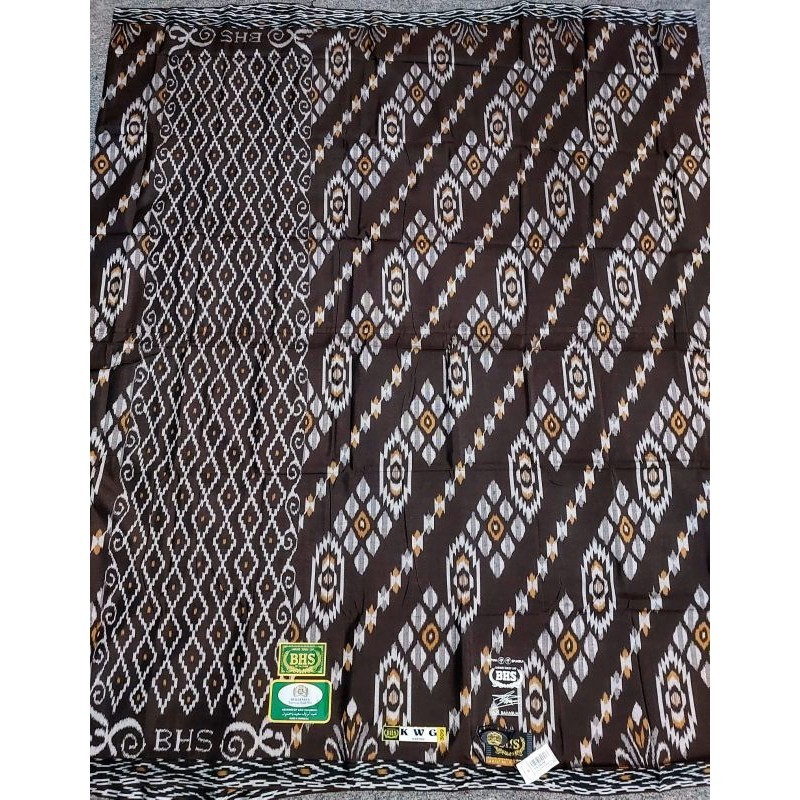 Sarung BHS KWG Gold (Kawung) Full Sutera Spunsilk 210 Original Warna Cokelat Tua