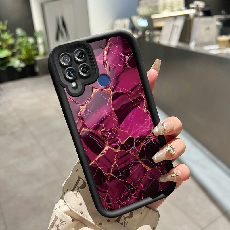 Casing Hp Realme C15 Case hp ponsel pola bor rusak Casing lunak pencegah Kesing jatuh silikon kerang