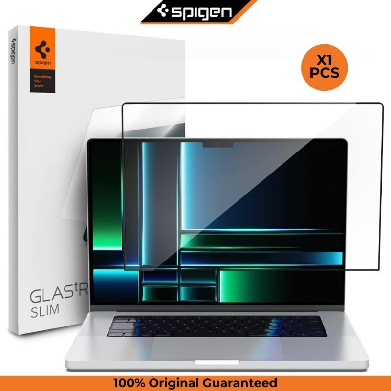 Tempered Glass MacBook Pro 14 Inch M1 M2 M3 M4 Max 2021 2023 2024 Spigen GLAS tR Slim Clear Full Cov