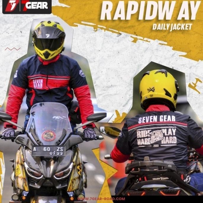 Jaket Motor Pria 7Gear Rapidway Windprof Protektor Bomber Touring Blue Tokomande08