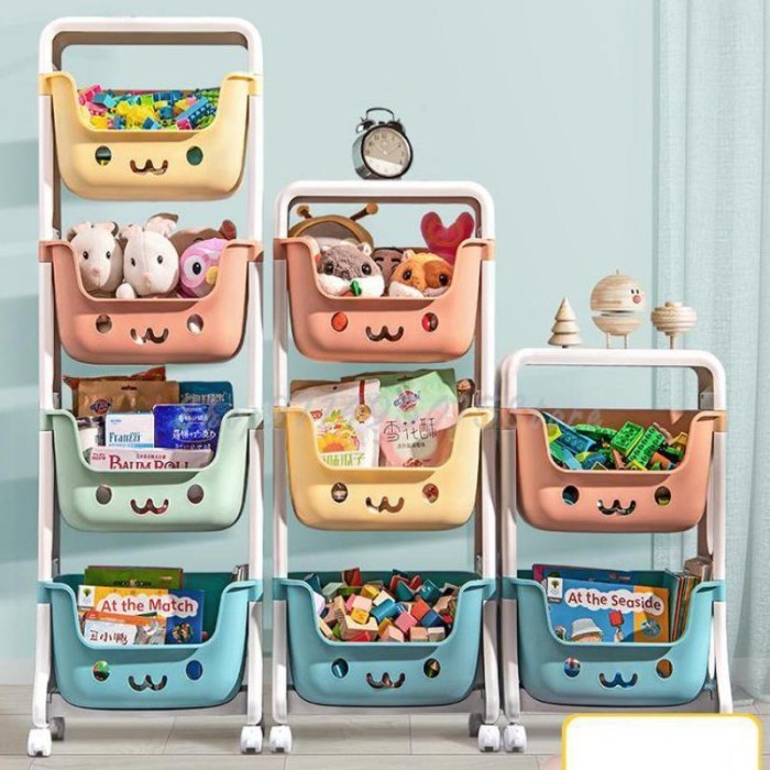 Rak Susun Serbaguna Plastik Motif Lucu / Rak Buku Anak Plastik 3 Susun