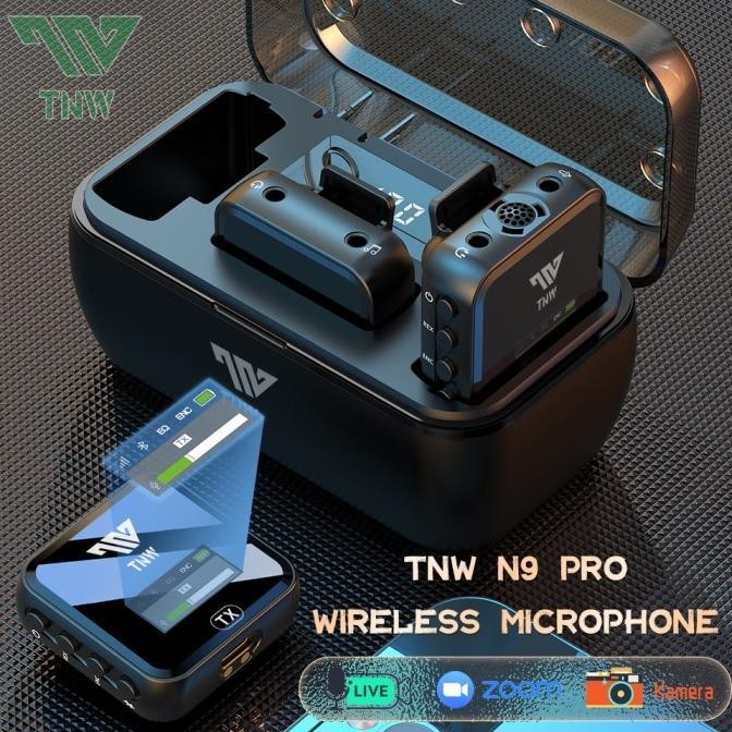 Tnw N9 Pro Wireless Microphone Clip On Mic Hp Dan Kamera Live Vlog