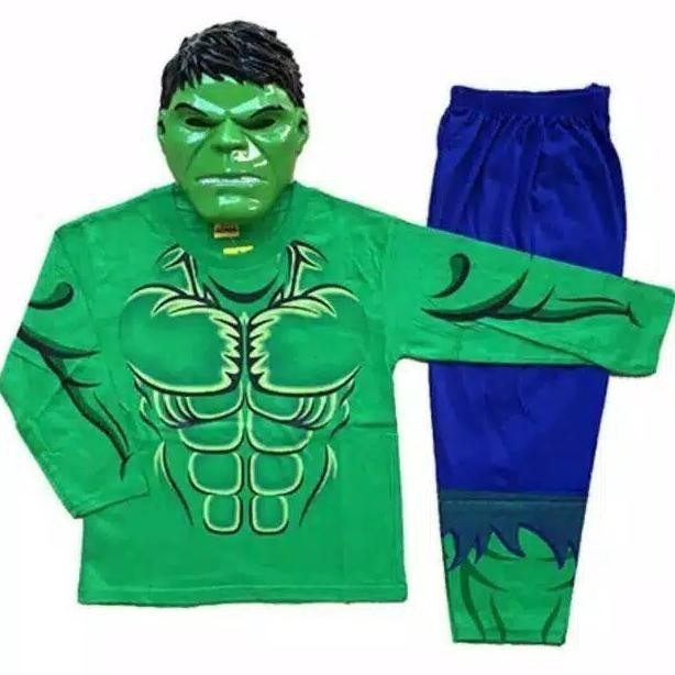 BNM setelan kostum anak hulk lengkap baju dan celana topeng TERLARIS