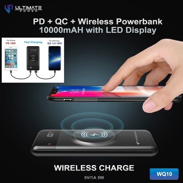 Original Ulimate Powerbank Wireless Pd - Qc 10000Mah Led Display For Samsung Note 10 Plus 9 S10 Plus