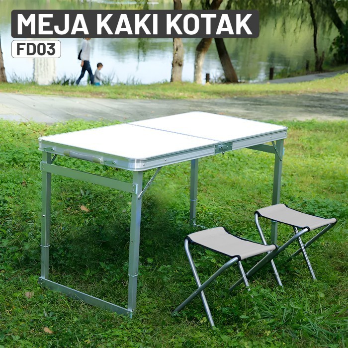 1Meja 2Ku Meja Lipat /Kaki Kotak/Meja Lipat Koper/Uk 120X60