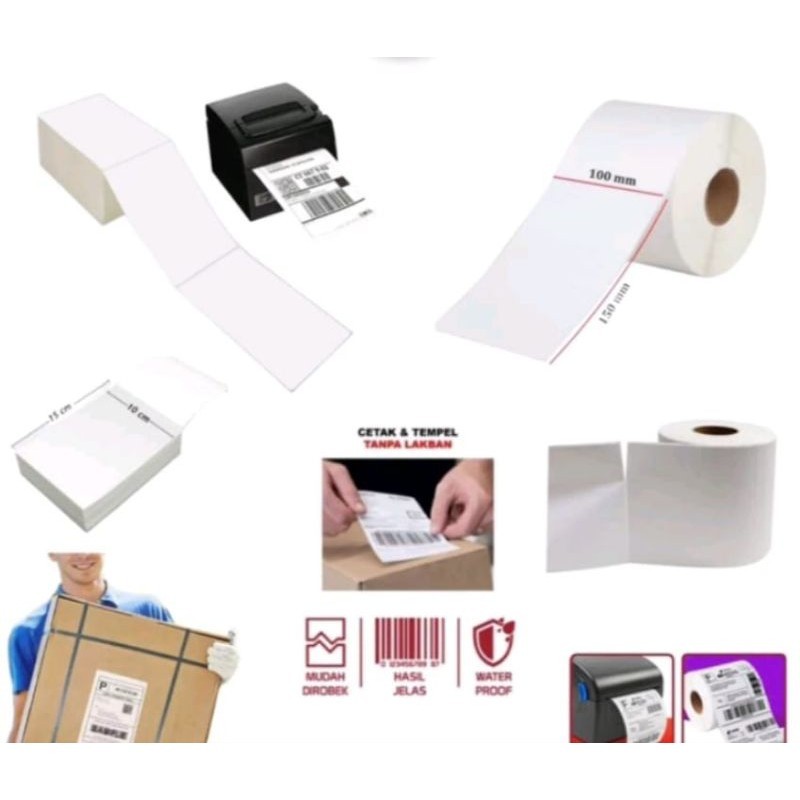 Kertas Label Thermal SPX Bulat 100 X 150mm Roll isi 250 Lembar Termal Printer Stiker Resi Online
