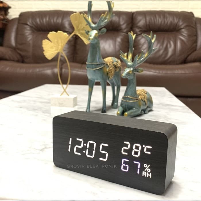 Jam Meja Dital Led Weker / Dital Wood Al Clock 862 Cream Green