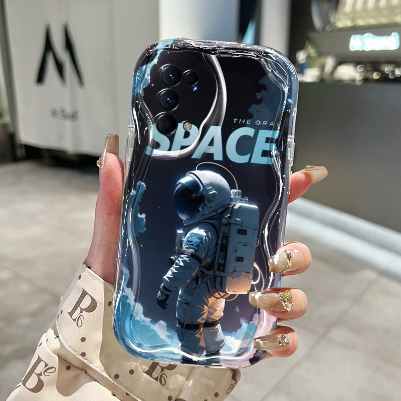 Casing Hp OPPO Reno 5 4G Reno 5 5G Reno 5K 5G Case Astronot NASA imut pola pasangan Kesing ponsel ba