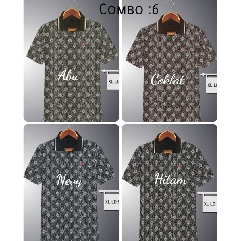 Kaos kerah pria kaos polo korea saku dewasa fullprint motip crocodile ssonmimarntu