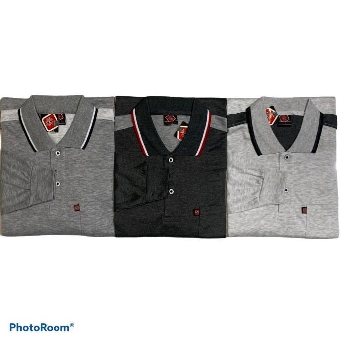 Kaos kerah pria murah saku dewasa lengan panjang atasan baju kaos tani ssonmimarntu