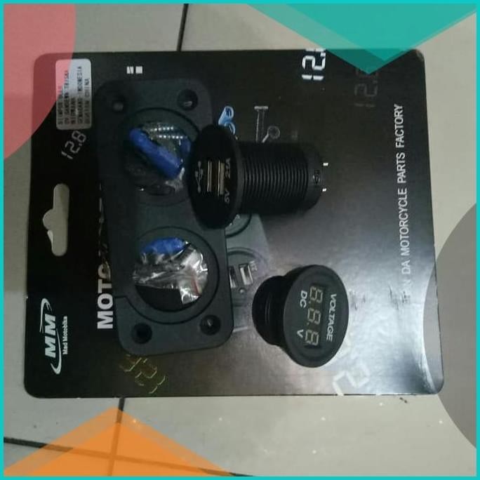 CASAN HP DOUBLE USB VOLT METER NMAX/AEROX/VARIO/VIXION CHARGER HP MOTO