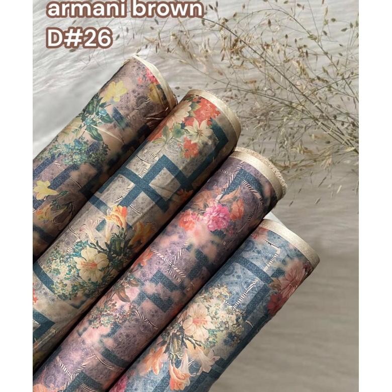 Baru Kain Armani Brown Silk / Armani Silk Motif Arahan Dress Jaminan Original