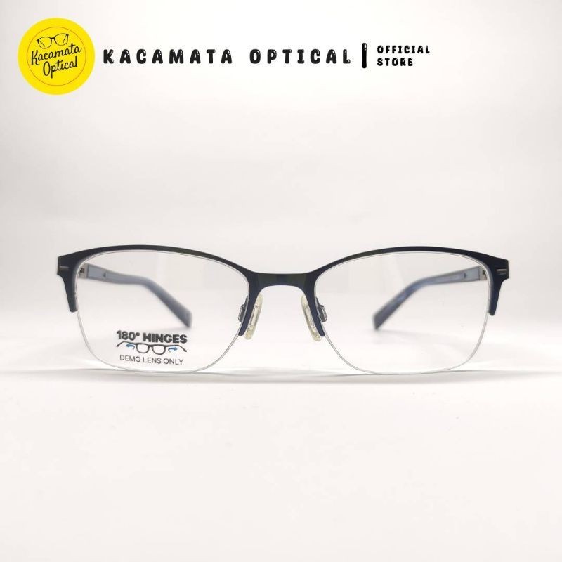 KACAMATA OPTICAL - Frame KMO3106 Half Frame Biru Besi Plastik