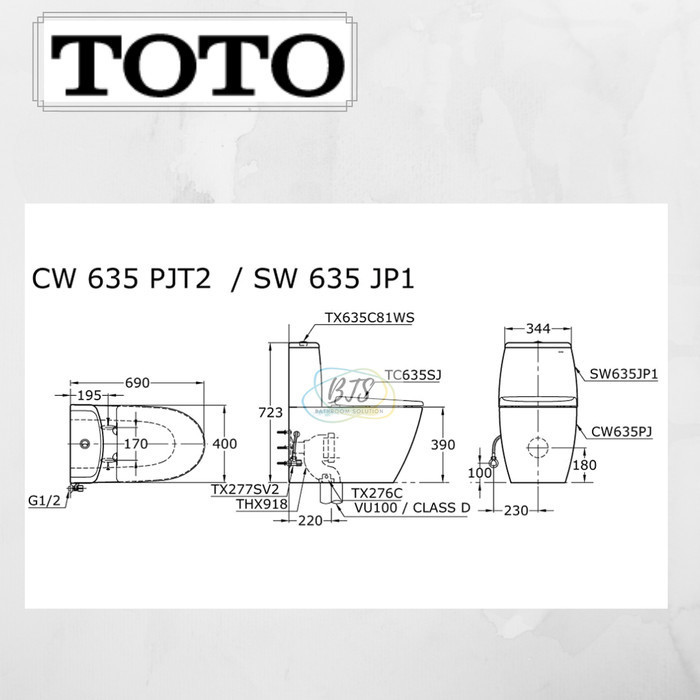 Kloset/Closet Toto Cw635Pj1/Sw635Jp1/Cw 635 Pj/Cw635J/Cw 635 J/Cw635 J